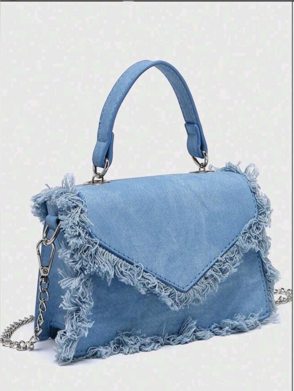 1pc Women Fashion Fringed Small Square Bag, Versatile Chain Shoulder Bag, Ladies - Picture 9 of 15